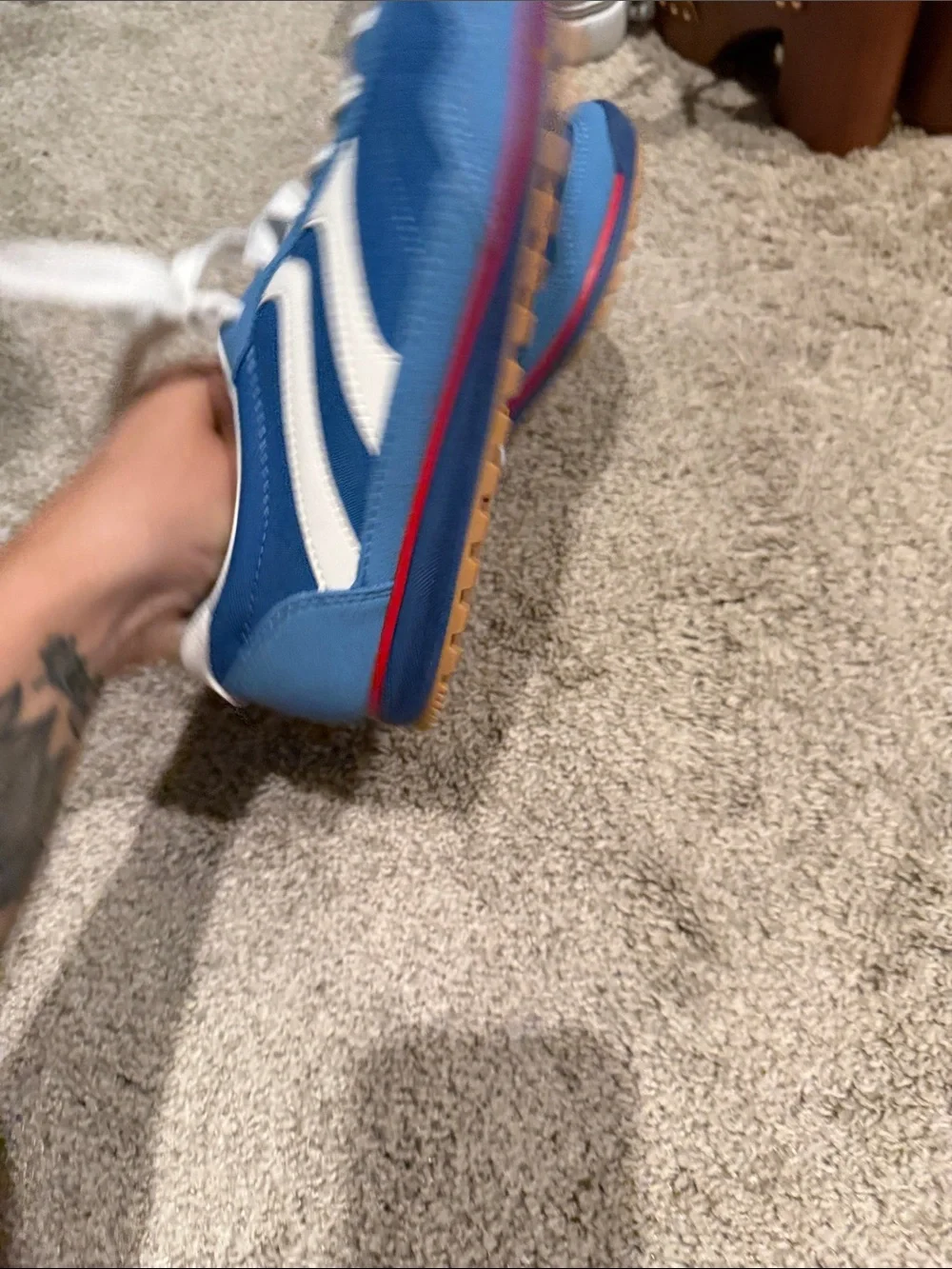 Blue Suede & Canvas Low-Top Sneakers - White Accents